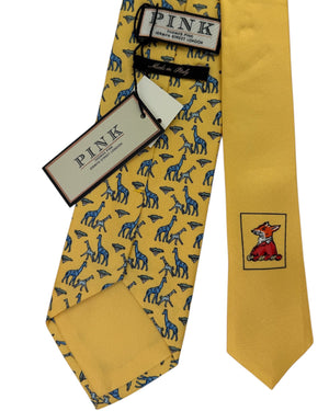 Thomas Pink Tie Golden Yellow Giraffe Safari