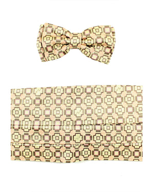 Emilio Pucci Silk Cummerbund & Bow Tie Set Cream Taupe Pink SALE