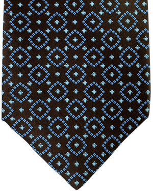 Stefano Ricci Silk Tie Brown Blue Diamond Pattern