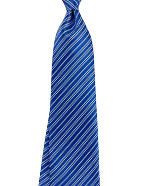 Stefano Ricci Silk Tie Blue White Floral Stripe Pattern