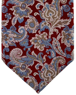 Stefano Ricci Silk Tie Midnight Red Blue Paisley Floral Pattern