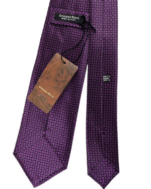 Stefano Ricci Silk Tie Purple Micro Floral Geometric Pattern