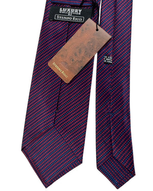 Stefano Ricci Tie Dark Blue And Bordeaux Stripe Tie