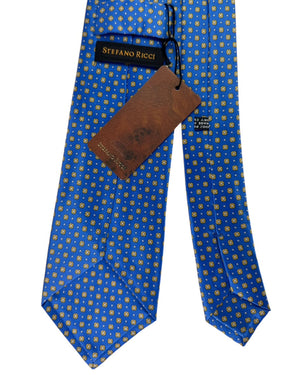 Stefano Ricci Silk Tie Blue Gold Medallion Pattern