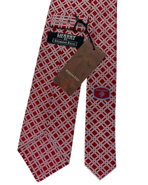 Stefano Ricci Silk Tie Bordeaux Lattice Pattern