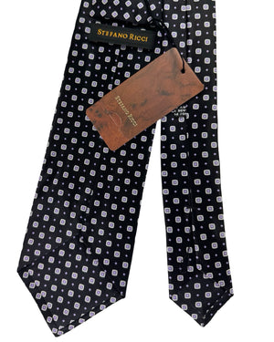 Stefano Ricci Silk Tie Black Lavender Geometric