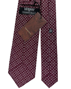 Stefano Ricci Tie Marron And White Floral Dot