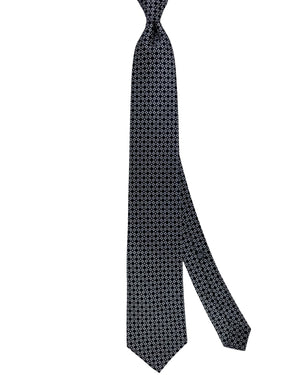 Stefano Ricci Tie Black And White Micro Floral Pattern