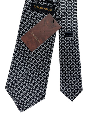 Stefano Ricci Tie Black And White Micro Floral Pattern