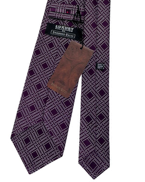 Stefano Ricci Tie Maroon Geometric Diamond Pattern