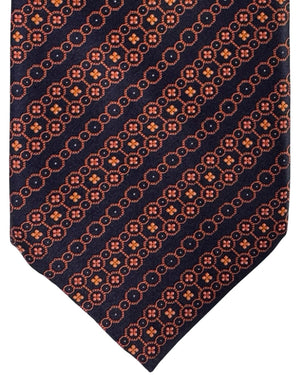 Stefano Ricci Tie Black Copper-Brown Geometric Stripe Pattern