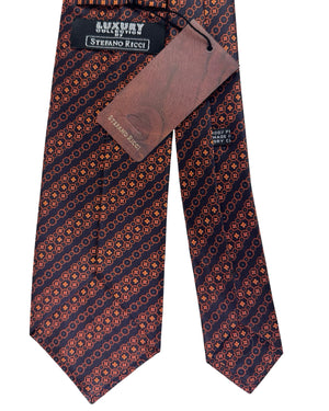 Stefano Ricci Tie Black And Copper Geometric Stripe Pattern