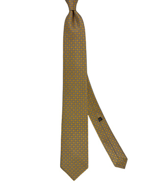 Stefano Ricci Tie Orange Yellow And Grey Floral Diamond Pattern