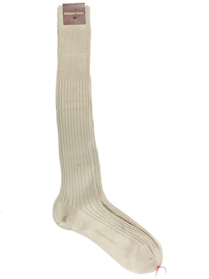 Stefano Ricci Socks Beige Ribbed Solid