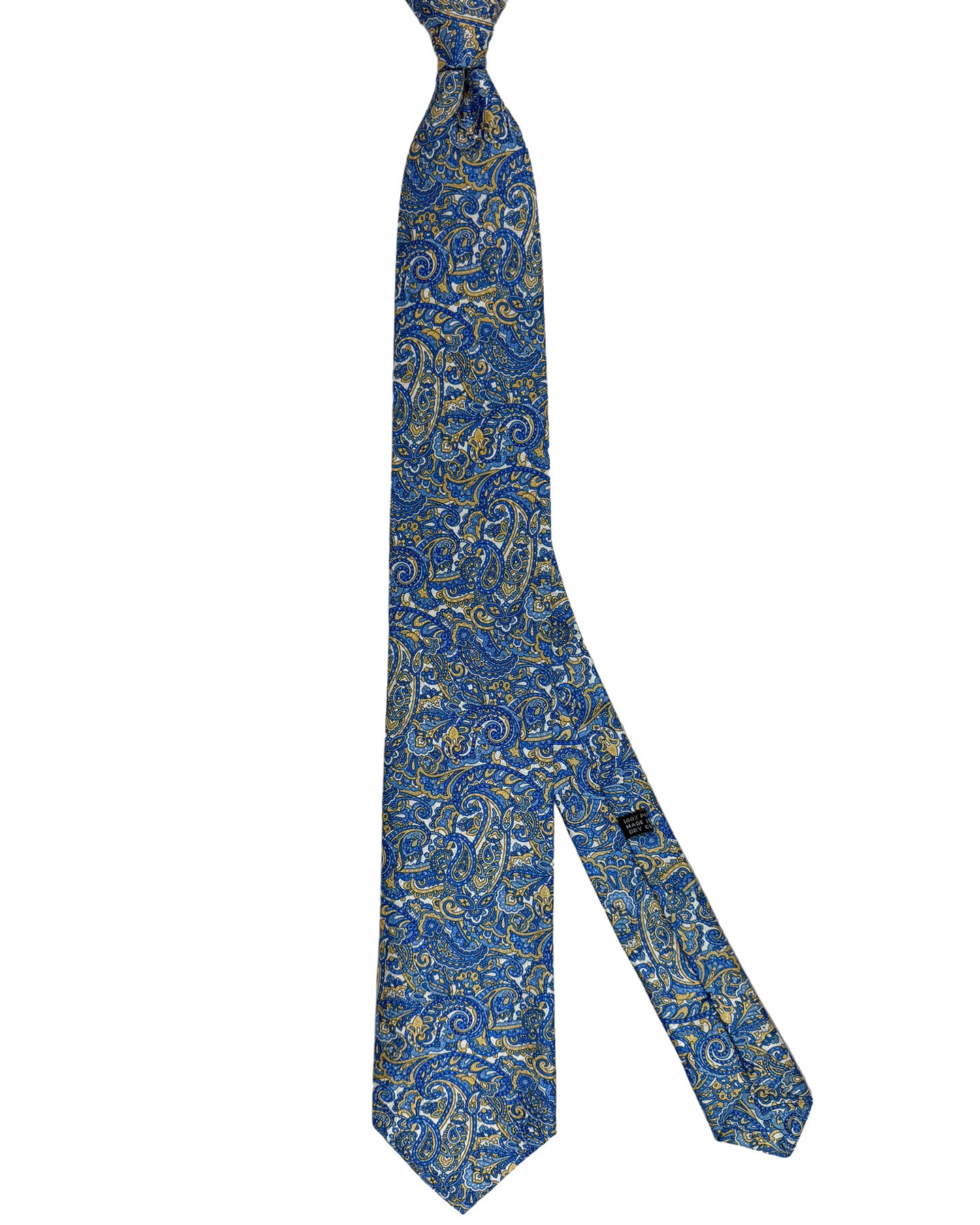 Stefano Ricci Silk Tie Blue Mustard Paisley Design