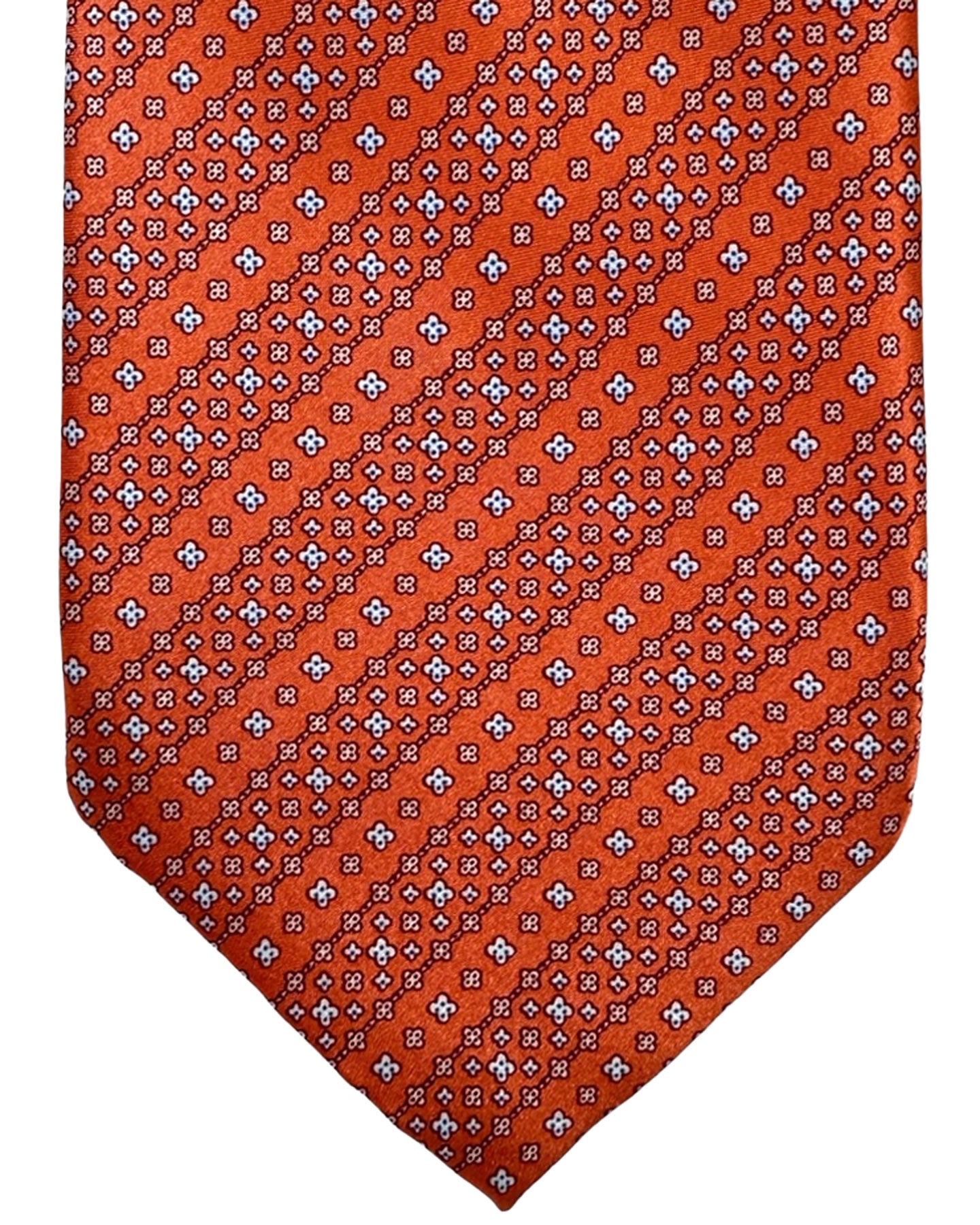 Stefano Ricci Silk Tie Orange Micro Pattern Stripes Design