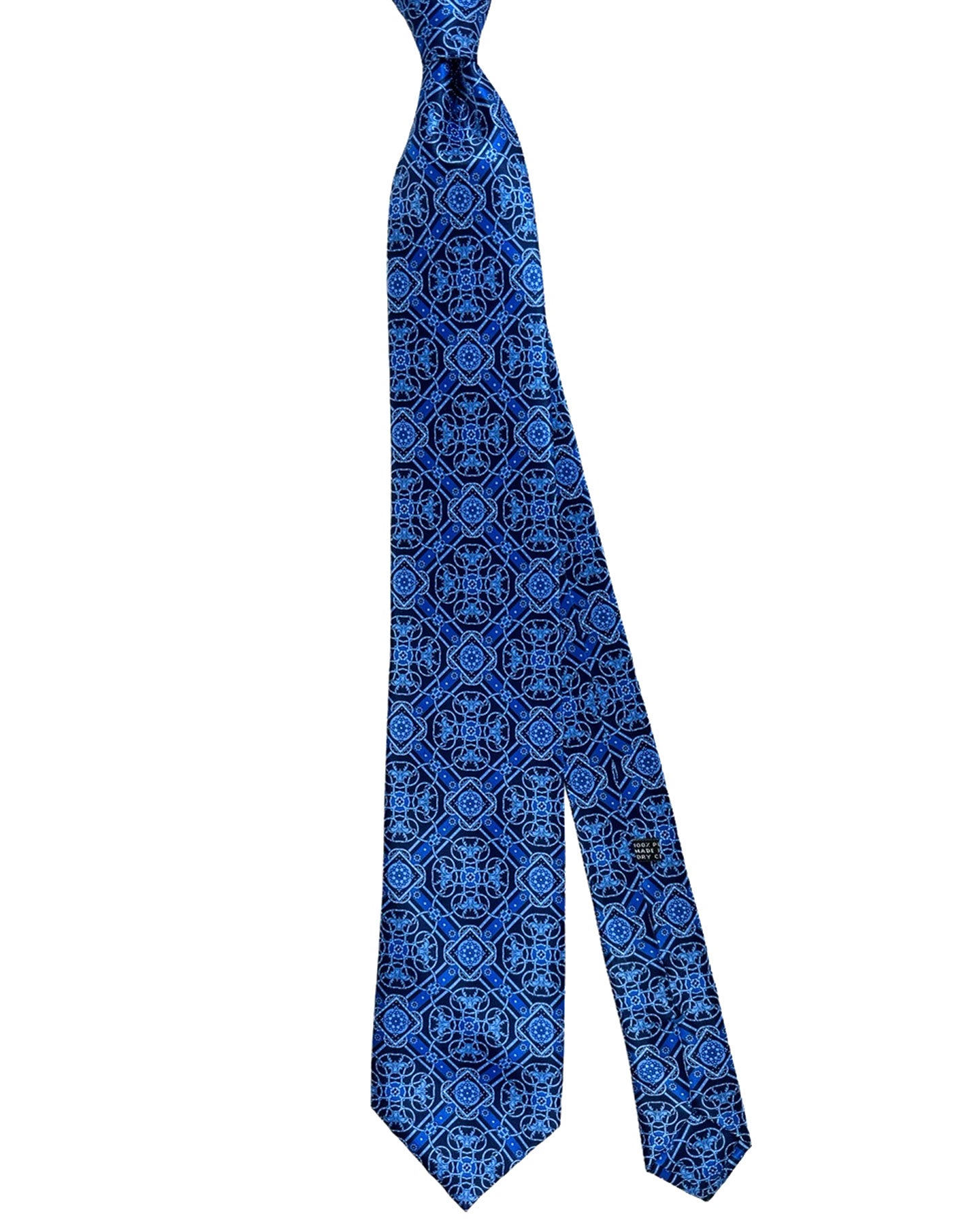 Stefano Ricci Silk Tie Royal Blue Dark Blue Medallions Design