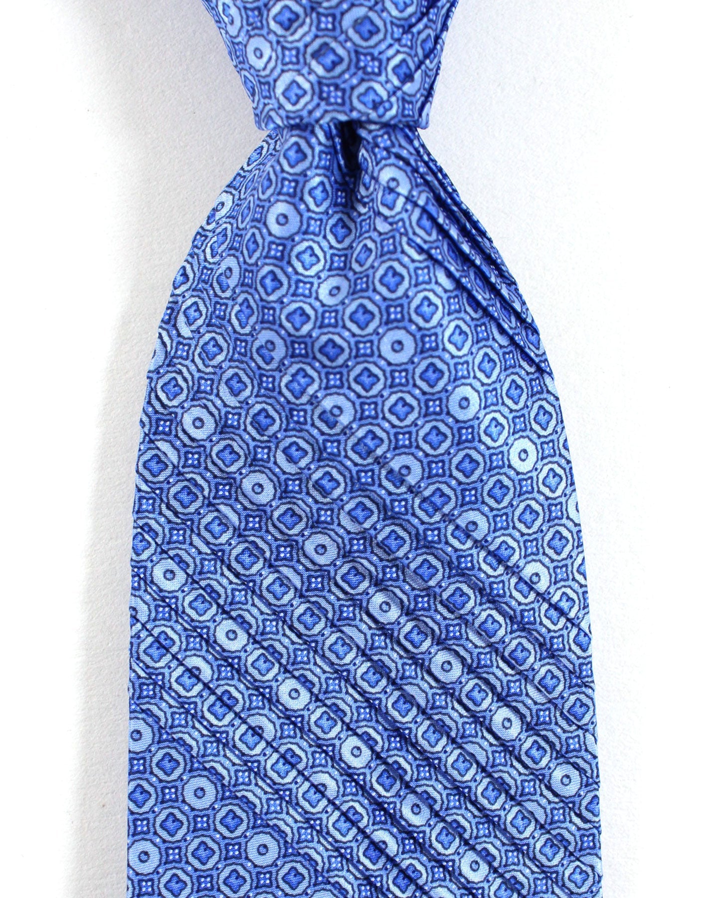 Stefano Ricci Tie Blue Geometric Design - Pleated Silk