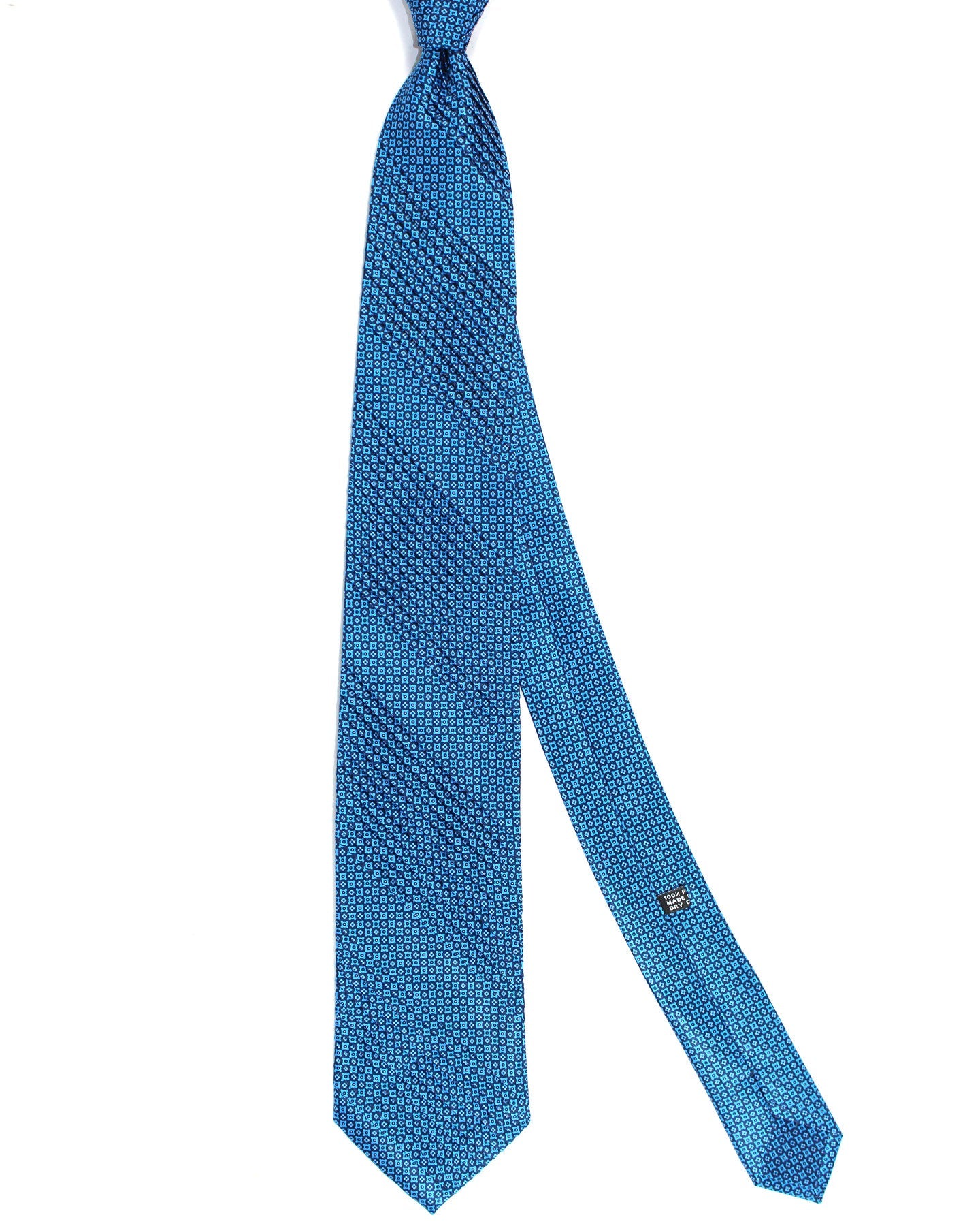 Stefano Ricci Tie Teal Geometric - Pleated Silk