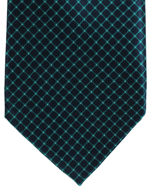 Stefano Ricci Silk Tie Black Emerald Green Check - Geometries