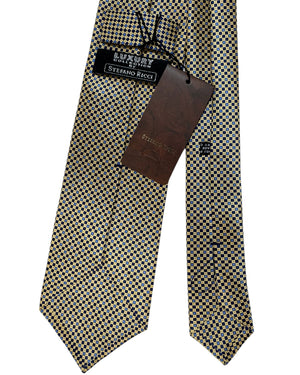 Stefano Ricci Tie Yellow Blue Navy Geometric SALE