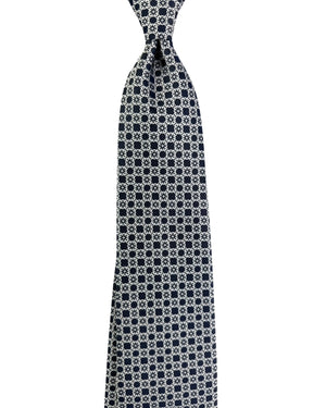 Stefano Ricci Tie Midnight Blue Silver Geometric Design