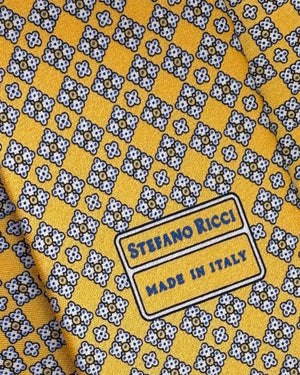 Stefano Ricci Tie Orange Orange Silver Pattern