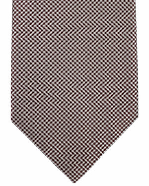 Stefano Ricci Tie Maroon Silver Micro Houndstooth - Luxury Collection