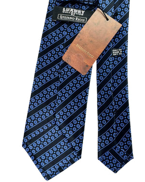 Stefano Ricci Tie Black Lavender Floral Stripes - Luxury Collection