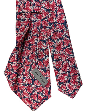 Sartorio Napoli Sevenfold Tie Red Navy Leafs