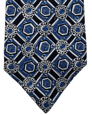 Sartorio Napoli Sevenfold Tie Dark Blue White Design