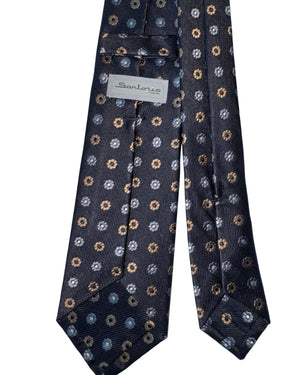 Sartorio Tie Gray Black Copper Geometric Flowers