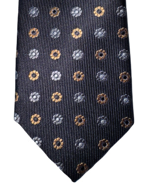 Sartorio Tie Gray Black Copper Geometric Flowers