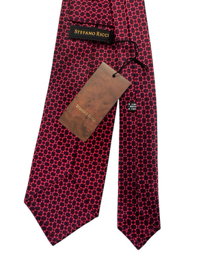 Stefano Ricci Tie Maroon Red Geometric Design Genuine