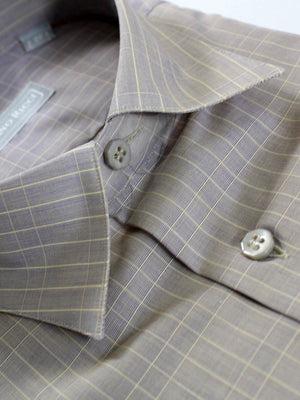 Stefano Ricci Short Sleeve Shirt Lavender Windowpane