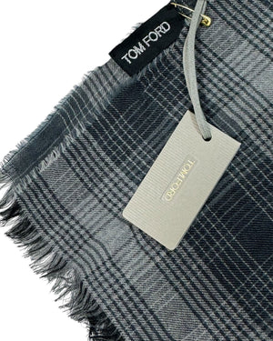 Tom Ford Short Scarf Black Gray Glen Check
