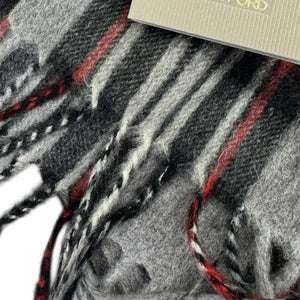 Tom Ford Cashmere Scarf Gray Black Plaid Check Men Collection