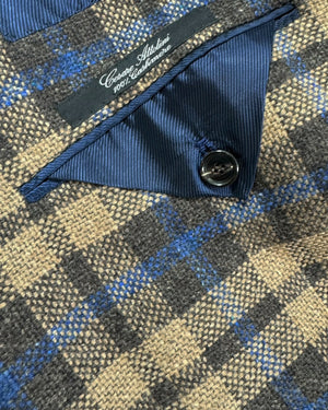 Cesare Attolini Cashmere Sport Coat Brown Plaid Check Blazer EU 48/ US 38 SALE