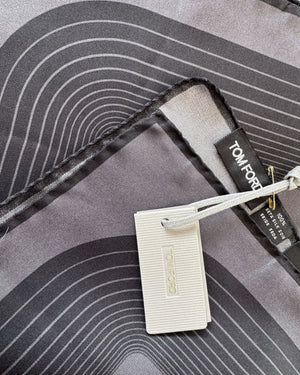 Tom Ford Silk Pocket Square Gray Stripe Frame