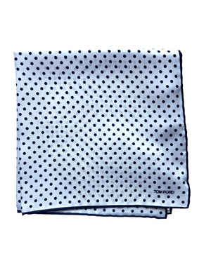 Tom Ford Silk Pocket Square White Dots