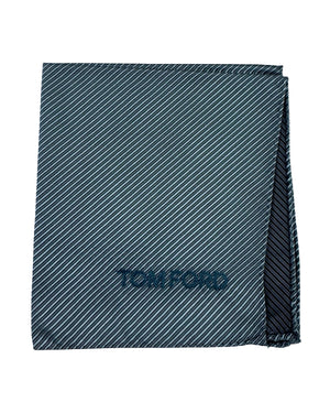 Tom Ford Silk Pocket Square Gray Grosgrain