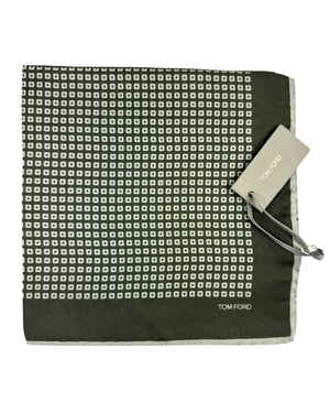 Tom Ford Silk Pocket Square Gray Geometric