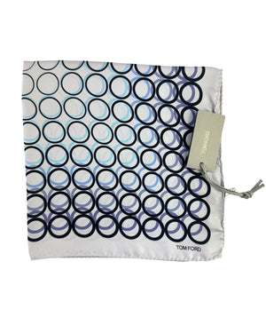 Tom Ford Silk Pocket Square Gray Circles