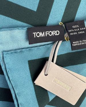 Tom Ford Silk Pocket Square Midnight Blue Black