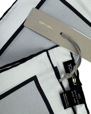 Tom Ford Silk Pocket Square Gray Black White