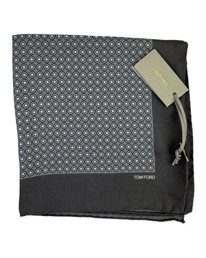 Tom Ford Silk Pocket Square Gray Geometric Dots