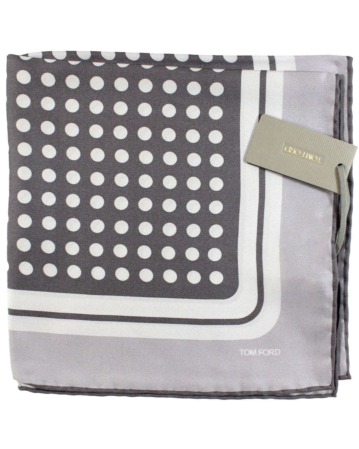 Tom Ford Silk Pocket Square Gray Dots Design