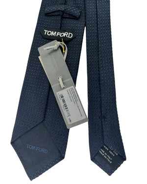 Tom Ford Silk Tie Dark Blue Tonal Pattern