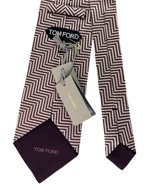 Tom Ford Tie Silver Brown Herringbone - Wide Necktie