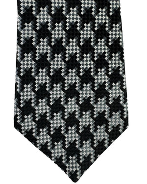 Tom Ford Silk Tie Black Silver Grey Black Houndstooth Design